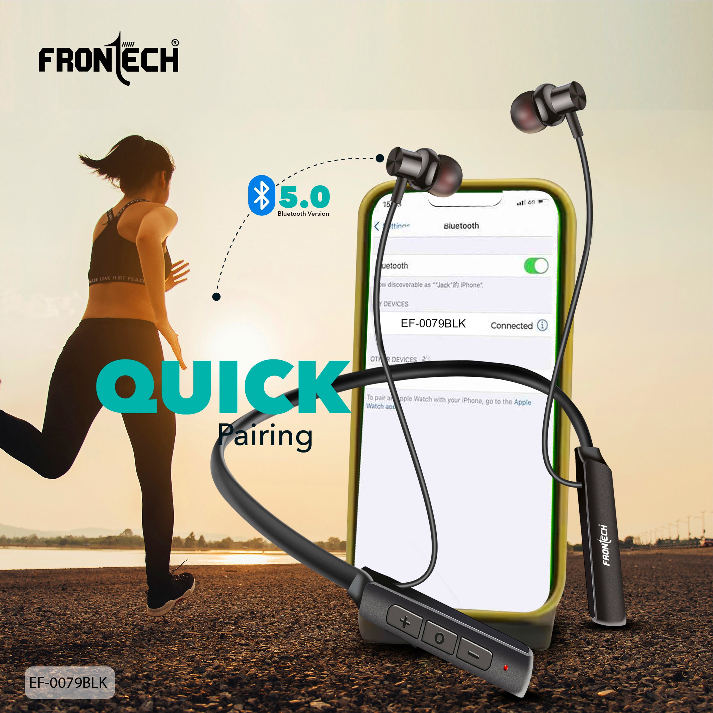 FRONTECH ELYX Wireless Neckband for Active Lifestyle | 36 Hours Playtime | Secure Fit Magnetic Earbuds | Quick Pairing Bluetooth 5.0 | Type-C Charging Port (EF-0079BLK) FRONTECH ELYX Wireless Neckband for Active Lifestyle | 36 Hours Playtime | Secure Fit Magnetic Earbuds | Quick Pairing Bluetooth 5.0 | Type-C Charging Port (EF-0079BLK)